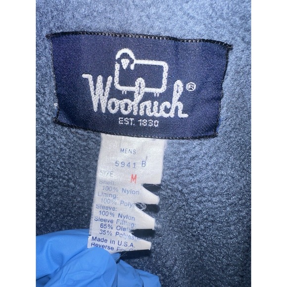 Vintage Woolrich Full Zip Size Medium Blue Fleece Lined Bomber Jacket - Picture 6 of 8